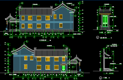 四合院建筑CAD设计施工图效 果图