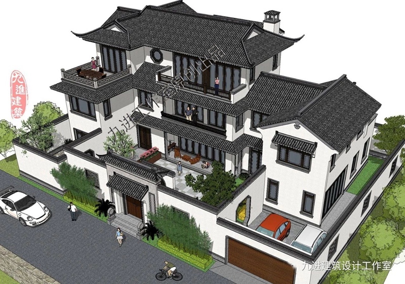 中式风格乡村别墅农村自建房设计图纸三层房屋建筑现成施工图026