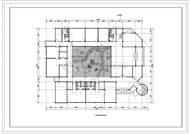 九班幼儿园及社区服务中心全套建筑设计cad图(含各层平面图)